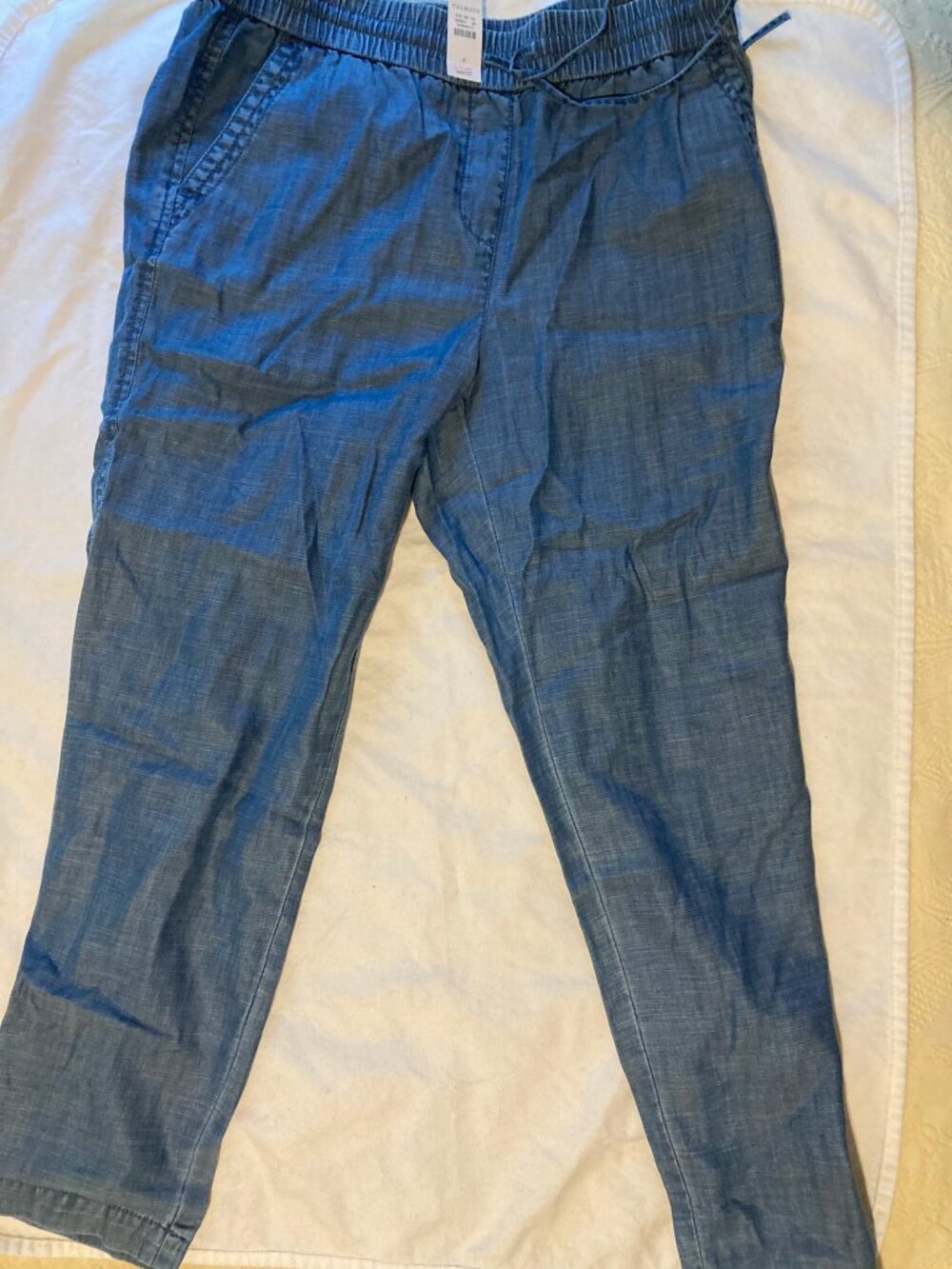 Talbots blue drawstring lyocell/cotton/linen pants size 4 NWT
